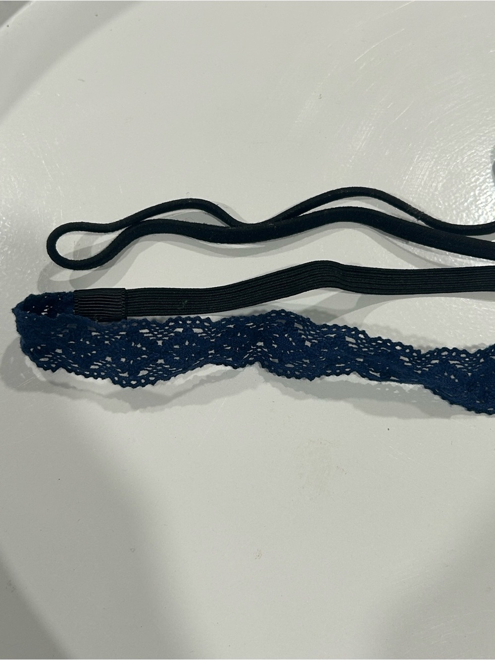 Lace & Elastic Navy Blue Headband Set - Women Accessories